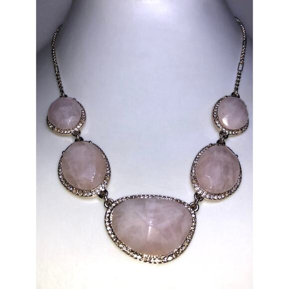 CHLOE + ISABEL rose quartz statement collar necklace- N225 - Picture 1 of 4